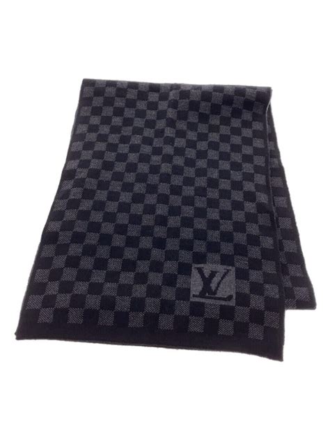 lv m74200|Authentic Louis Vuitton M74200 Black LV Logo Mark Scarf 100.